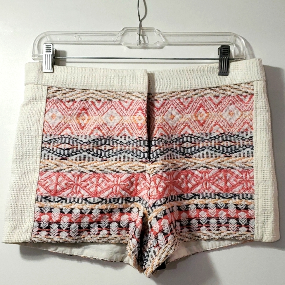Quinn Embroidery Pink Cream Boho Shorts Small